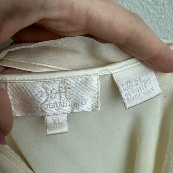 Vintage Soft Surroundings 100% Silk Embroidered Floral Ivory Slip Dress Size XL - Picture 5 of 9